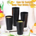 Set of 12 Metal Tumblers 15 oz Aluminum Cold Drink Cup Iced Coffee Cup Aluminum Cups Aluminum Tumblers, Aluminum Hammered Tumblers Beer Cups for Birthday Party Camping Travel Outdoors Supplies (Black) - Image 3